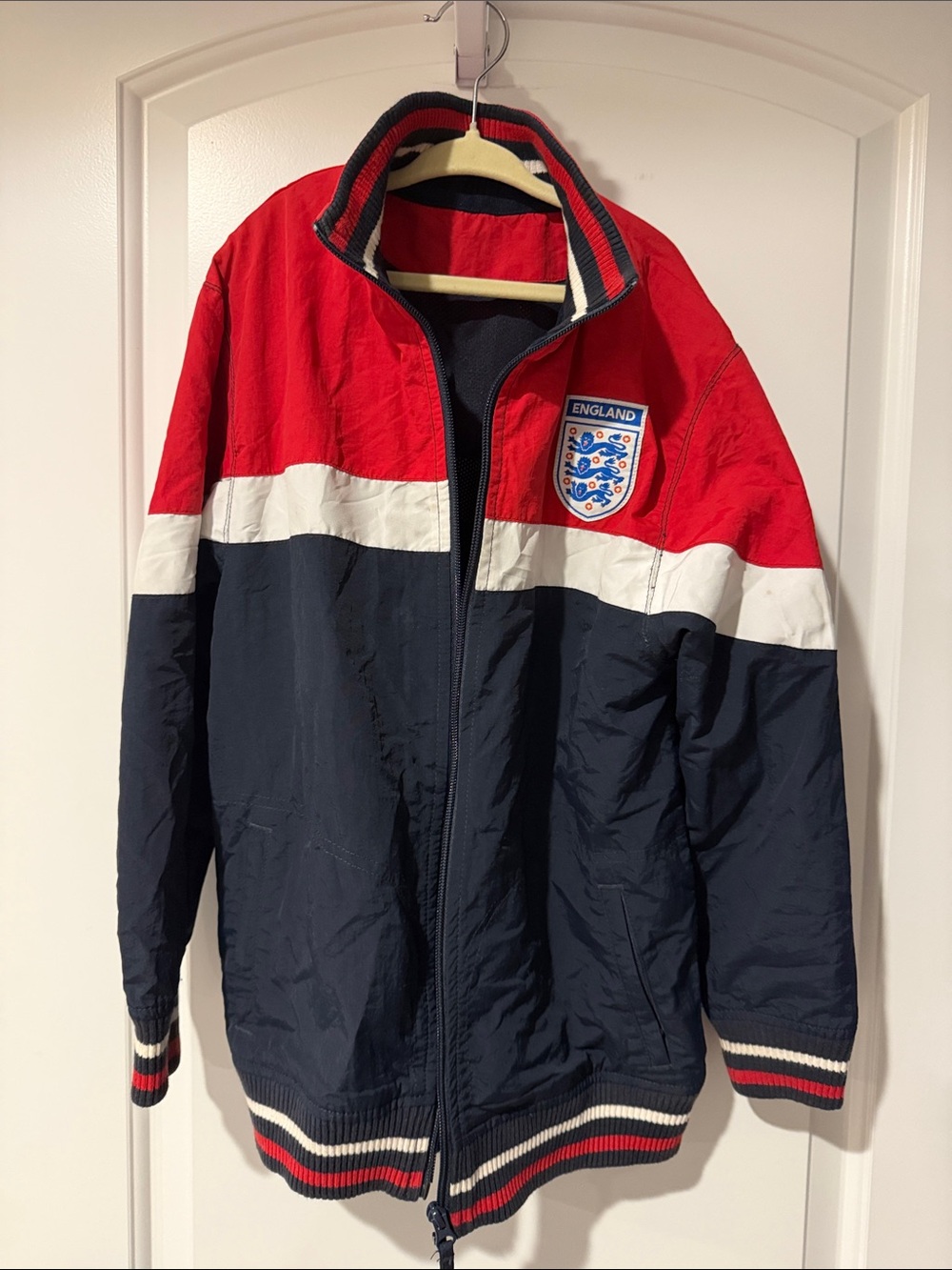 Marks & Spencer England Crest Red & Navy Colorblock Kid’s Track Jacket